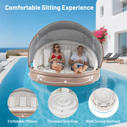Costway Canopy Inflatable Pool Float Lounge Swimming Raft