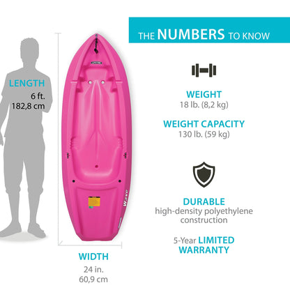 Lifetime Wave 6 ft Youth Kayak, Fire Red (91401)