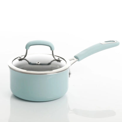 Kenmore Elite Andover 10 Piece Nonstick Aluminum Cookware Set in Glacier Blue