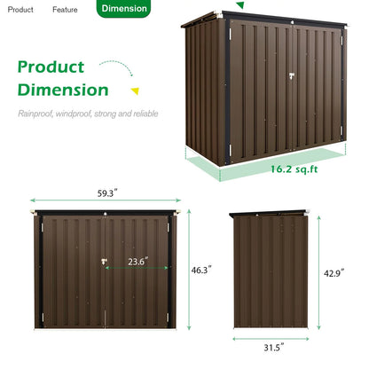 AECOJOY 46 Cu ft. Outdoor Horizontal Storage Shed Wastebasket Enclosure Container Metal Garbarge Shed in White