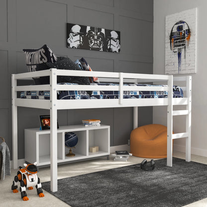 HH2Home Campbell Wood Twin Junior Loft Bunk Bed, White