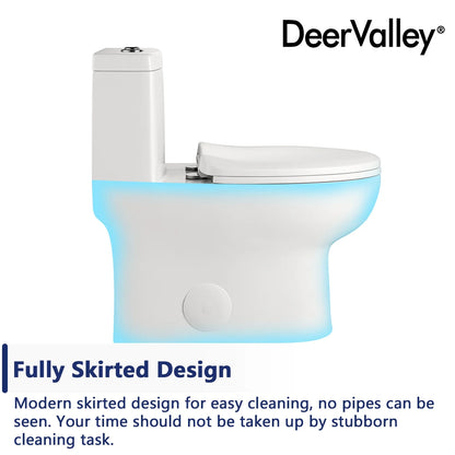 DeerValley Ally 10 in. Rough in Size 1-Piece 0.8/1.28 GPF Dual Flush Elongated Toilet in White, Seat Included