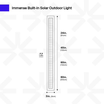 Ozarke Immense Built-in Solar Outdoor Light - Weather Resistant Solar Powered IP65/IP67 Rating -24 Inches