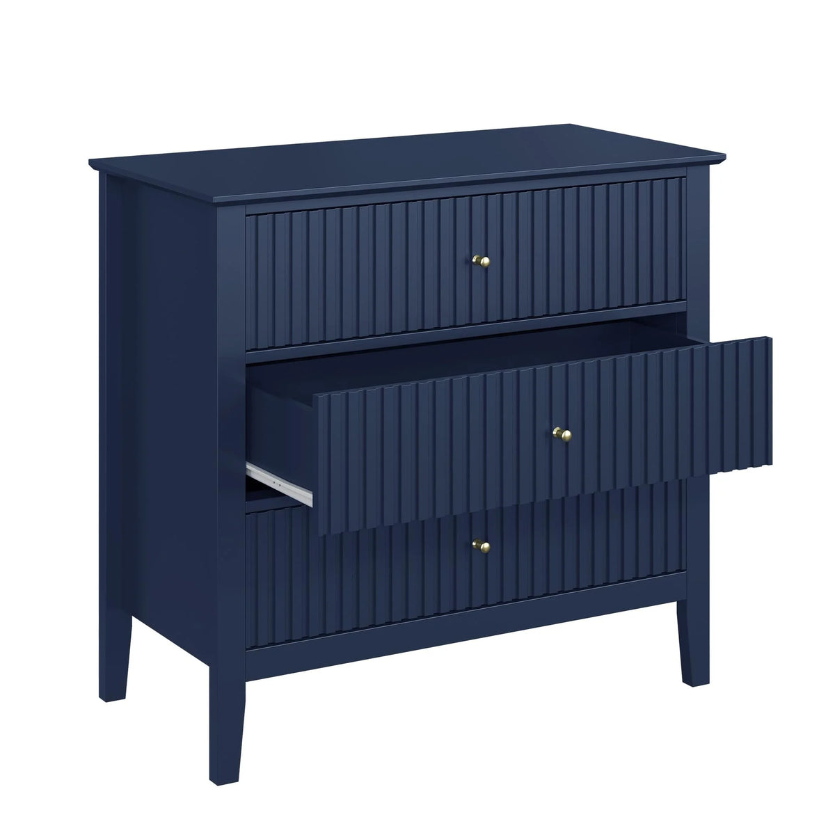 Heynemo Beige 6 Drawer Dresser, Fluted Modern Wood Chest