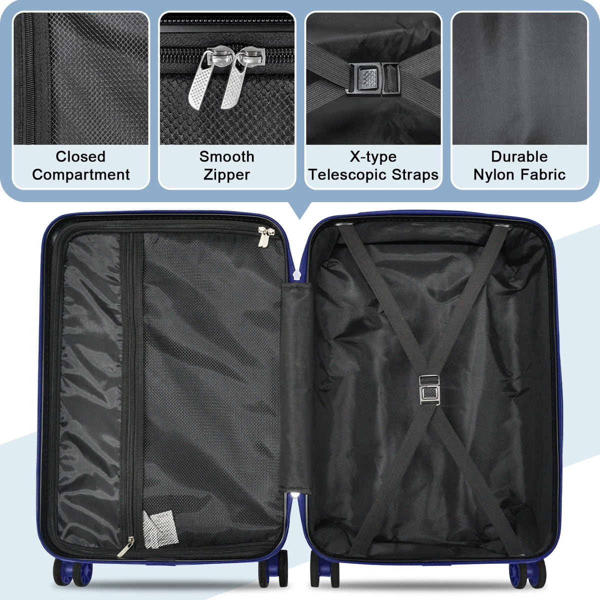 Joyway 6-Piece Hardside Luggage Set with Spinner Wheels and TSA Lock, Lightweight Carry-On Luggage Set for School, Travel, Weekend (Black)