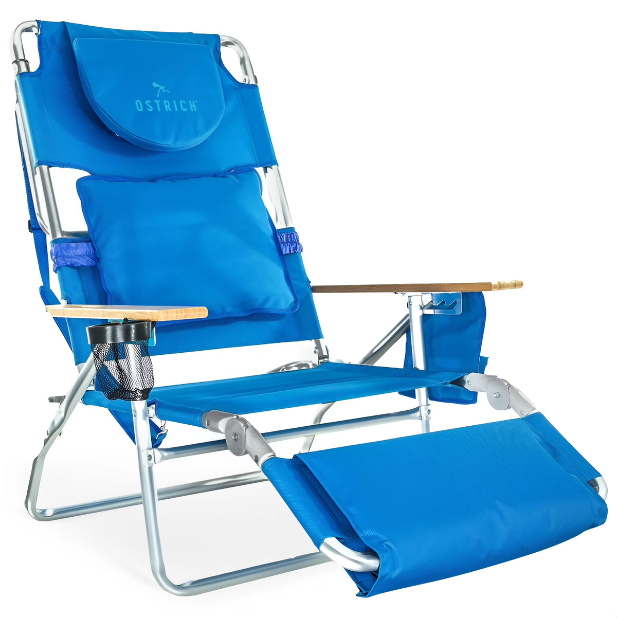 Ostrich Deluxe 3N1 Lightweight Outdoor Beach Lounge Chair w/Footrest, Pink