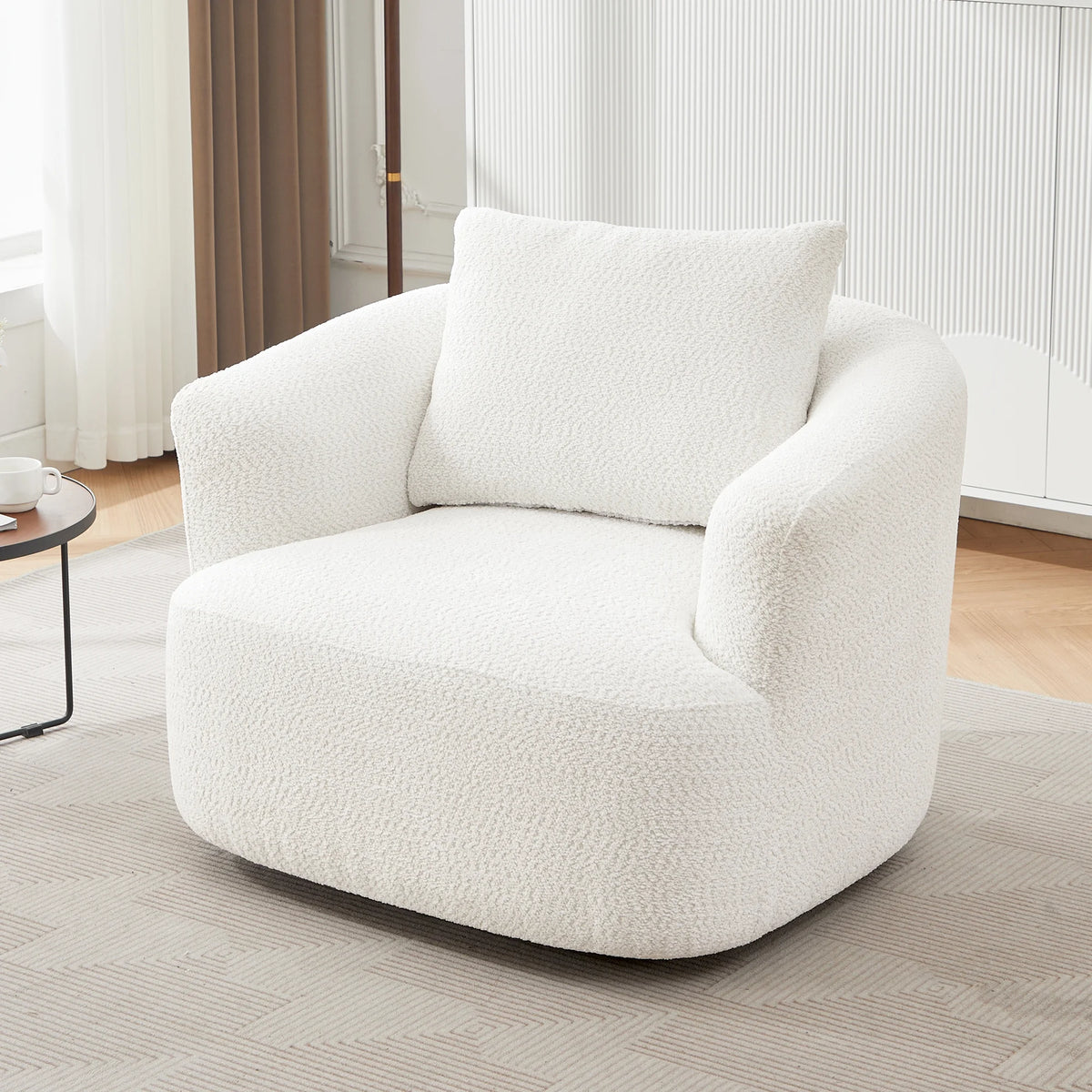 Harper & Bright Designs 360�� Swivel Accent Chair, Barrel Chair Swivel Upholstered Sofa Chair with Cushion for Living Room Office, Beige