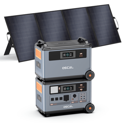 OSCAL PowerMax 6000 Portable Power Station, 3600Wh LiFePO4 Battery with 6000W Output, BP3600 Expansion Battery & 200W Solar Panels, Solar Generator for Camping, Home, Outdoor, Emergency Use