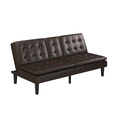 Mainstays Memory Foam 71.5" Futon with Cupholder and USB, Black Faux Leather