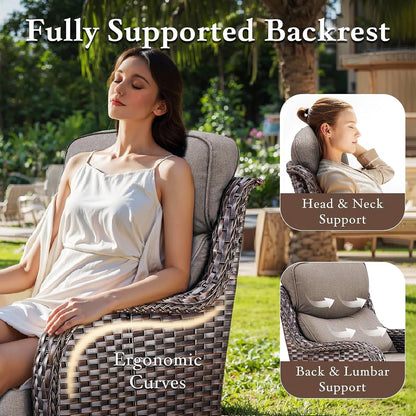 Bellefurn Luxury Outdoor Patio Furniture Set,Swivel Rocker Patio Chairs with 6-inch Thick Cushion,Patio Sofa and Glass Coffee Table,Outdoor Conversation Set for Porch, Deck, Yard