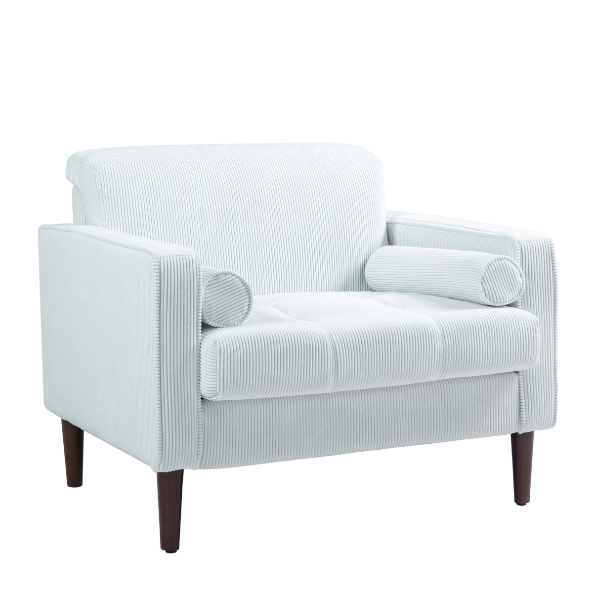 UIXE Corduroy Accent Chair Modern Upholstered Arm Chairs Comfy Reading Armchair with Pillow Armrest Tufted Living Room Single Sofa Lounge Seat, Yellow
