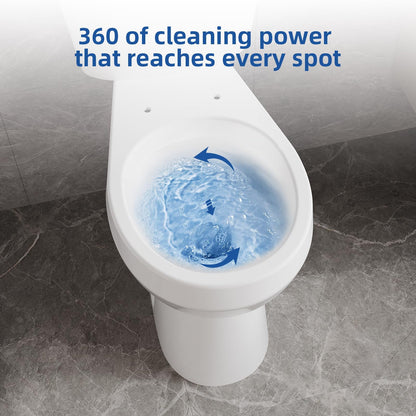 TROPOW Toilet, Two-Piece Toilet, ADA Toilet with Dual Flush, Elongated Toilets for Bathrooms with Soft Close Seat, Universal Height,White