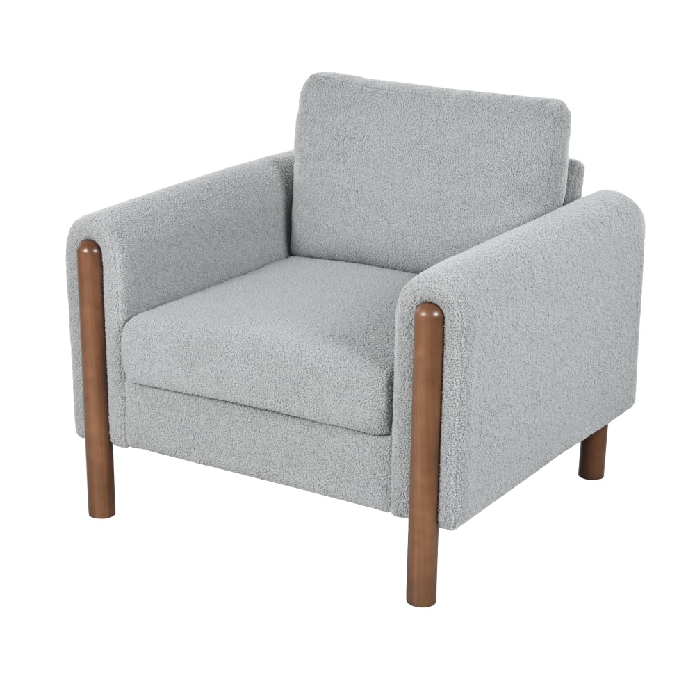 Oversized Accent Chair, Upholstered Living Room Chairs Single Sofa Chair with Walnut Legs, Curved handrail, Green