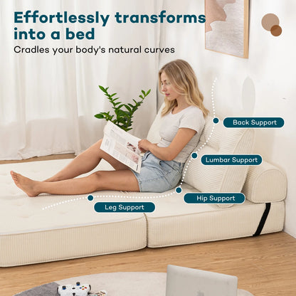 Hommpa Folding Sofa Bed Foldable Couch Bed Convertible Futon Chair with High Density Foam Filling with Pillow for Adult,Comfort chair bed for Living Room Bedroom,Gray,Single