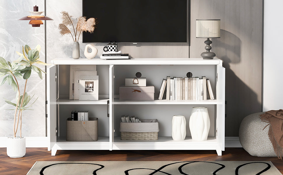 Euroco Modern TV Stand with Adjustable Shelves & Solid Wood Legs �C Media Console Cabinet with Storage for Living Room or Bedroom