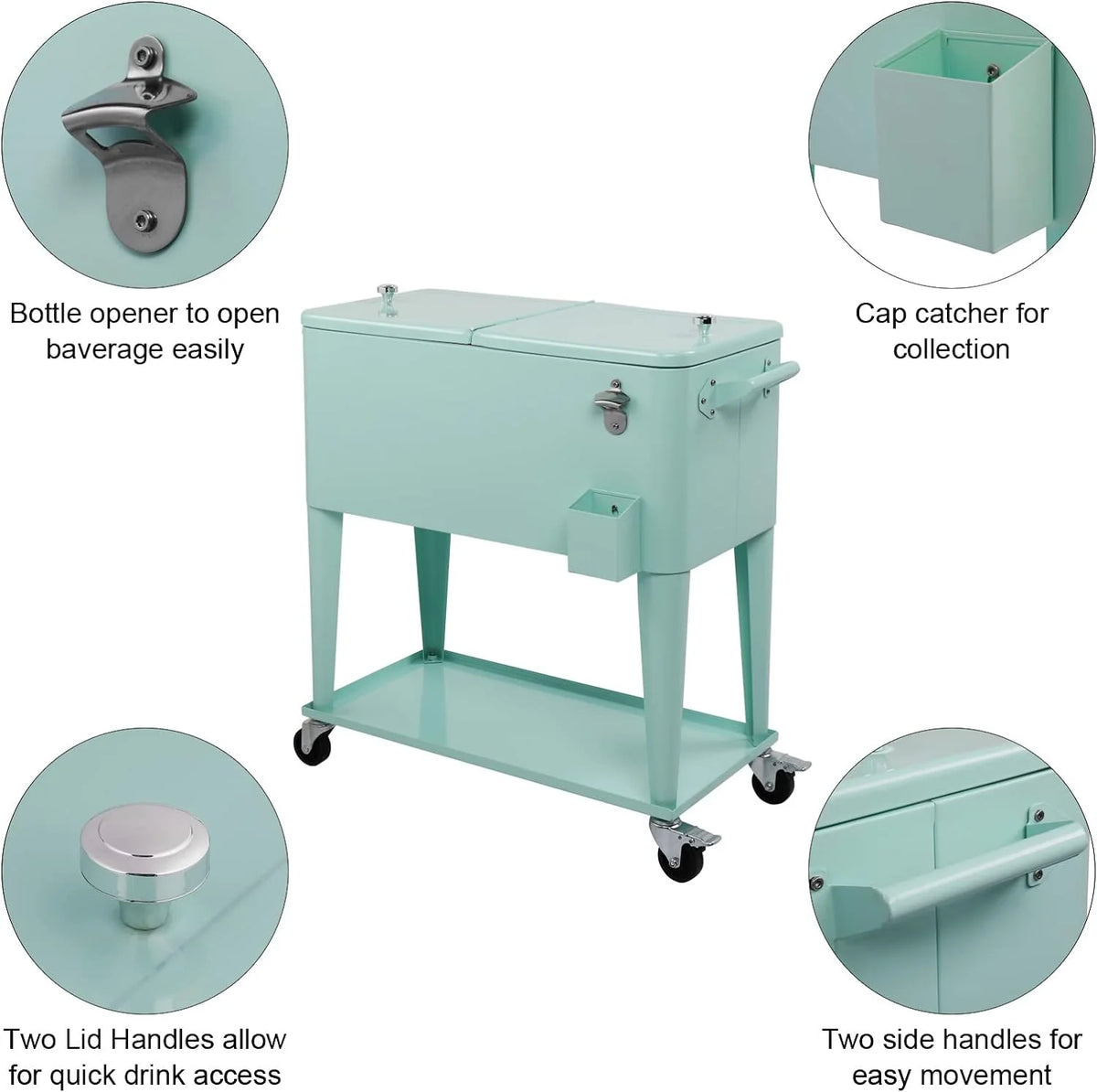 HEYWU 80 Quart Ice Chest Water Cooler with Bottle Opener, Milk White
