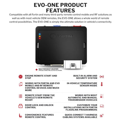 Fortin EVOONE441 Remote Starter for High Current or Low Current Ignition Vehicles & 1-Way 4-Button Remote