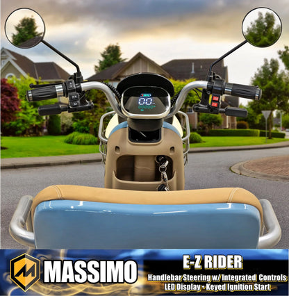 Massimo MGC E-Trike 3-Wheel Electric Cart – 17 MPH, 2-Seater Adult Scooter – Blue