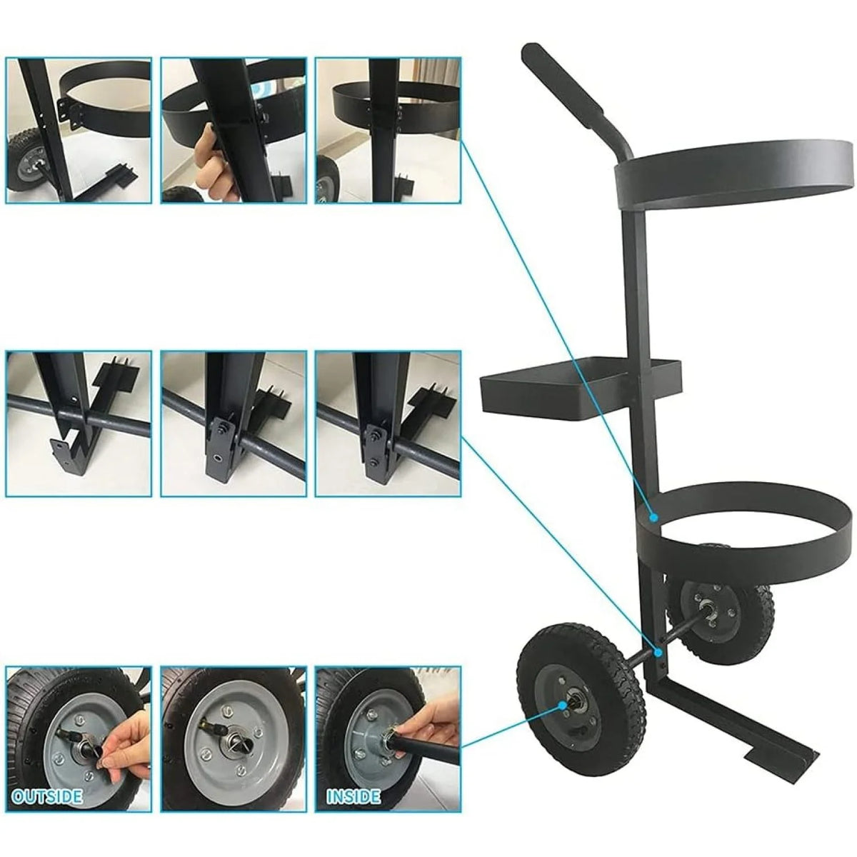 Garden Lawn Yard Wheeled Cart Mobile Gardening Rolling Transport Outdoor Organize Storage Gardening Caddy ?with Gallon Bucket Oxford Bag