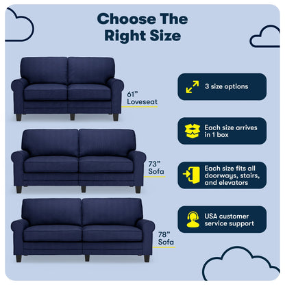 Serta Copenhagen 78" Rolled Arm Sofa with Removable Covers Dark Brown