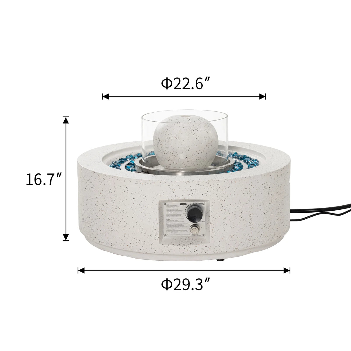 COSIEST 29.3-inch 50,000 BTU Outdoor Propane Fountain Round Fire Pit Table