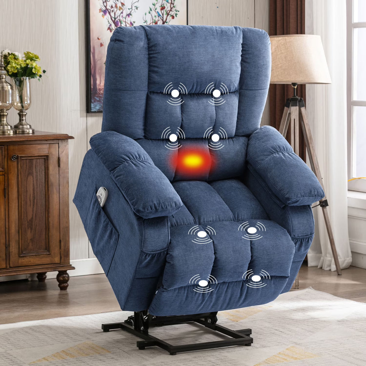 JONPONY Power Lift Recliner Chair Recliners for Elderly with Heat and Massage Recliner Chair for Living Room with Infinite Position and Side Pocket,USB Charge Port,Brown