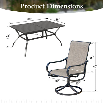 Sophia & William 7 Piece Outdoor Patio Dining Set Highback Textilene Chairs and Metal Table Furniture Set for 6, Blue