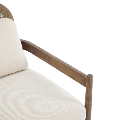 Christopher Knight Home Mid-Century Modern Accent Chairs, Wood Frame with Rattan Backrest, Grayish Green, Set of 2