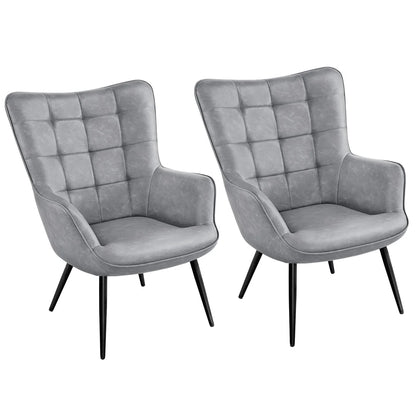 Alden Design Mid-Century Modern Faux Leather Wingback Accent Chair, Brown