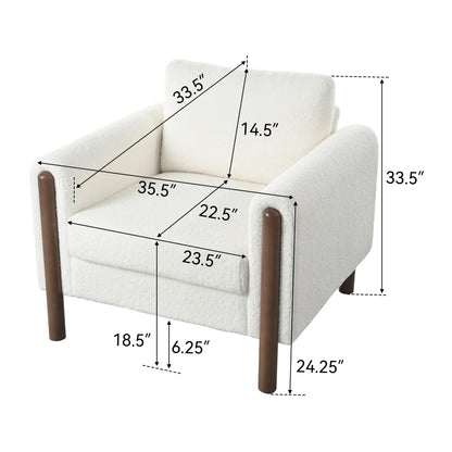 Oversized Accent Chair, Upholstered Living Room Chairs Single Sofa Chair with Walnut Legs, Curved handrail, Green