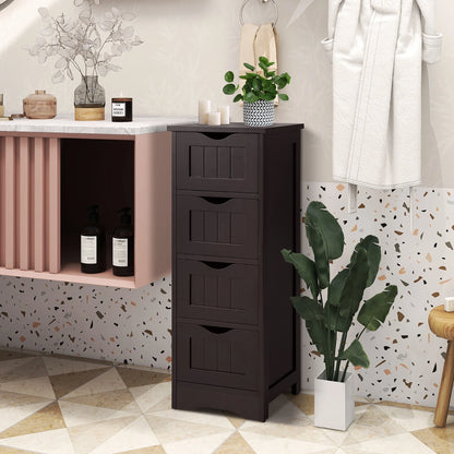 Costway 32.5'' Bathroom Floor Cabinet with Anti-tipping Device Freestanding Towel Cabinet Black