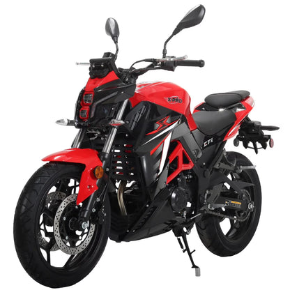X-Pro Python 250 Electronic Fuel Injection Gas Motorcycle with Manual Transmission, Electric Start! 17" Wheels! Assembled In Crate!