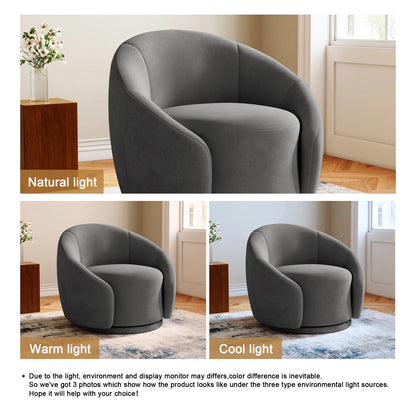 360�� Swivel Accent Chair for Living Room, Boucle Barrel Armchair Single Sofa Chair Reading Chair, Sage Green