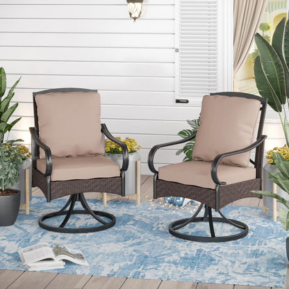 Sophia&William Patio Swivel Dining Chairs Set of 4 with Beige Cushions