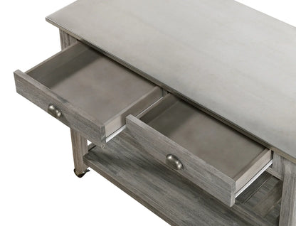 Boraam Sonoma 35.75in. H Wood Kitchen Cart with Stainless Steel Top - Barnwood Wire-Brush Finish