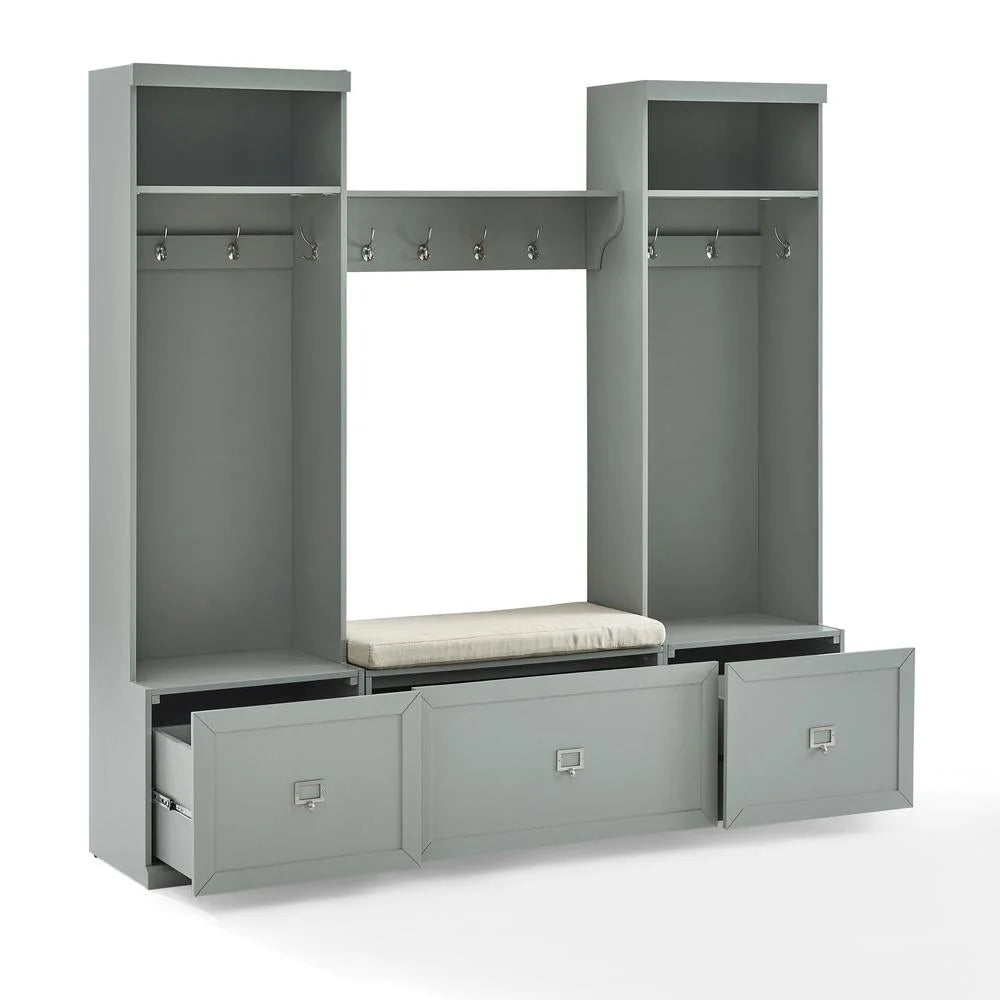 Crosley Furniture Harper 4Pc Entryway Set White - Bench, Shelf, & 2 Hall Trees