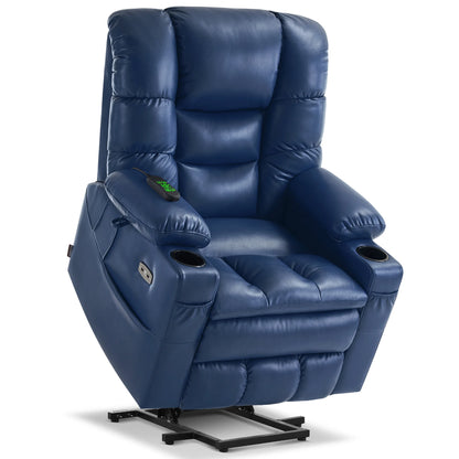 MCombo Triple Motor Power Lift Recliner for Elderly, Sleep Recliner Sofa with Adjustable Headrest, Faux Leather, Dark Brown