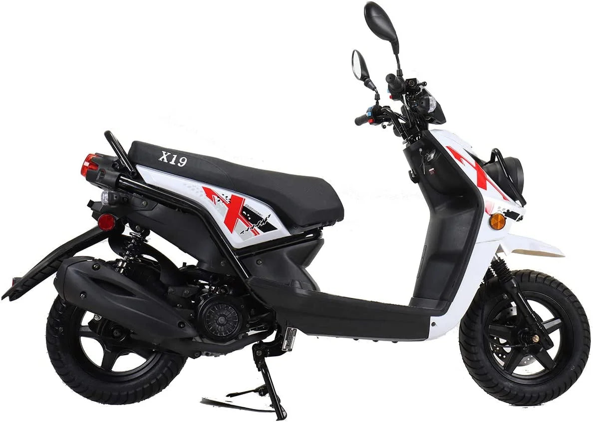X-Pro Brand New 150cc Gas Moped Motorcycle, 12" Aluminum Wheels Electric/Kick Start Dual Headlights