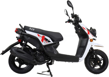 X-Pro Brand New 150cc Gas Moped Motorcycle, 12" Aluminum Wheels Electric/Kick Start Dual Headlights