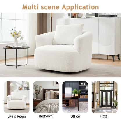 Harper & Bright Designs 360�� Swivel Accent Chair, Barrel Chair Swivel Upholstered Sofa Chair with Cushion for Living Room Office, Beige