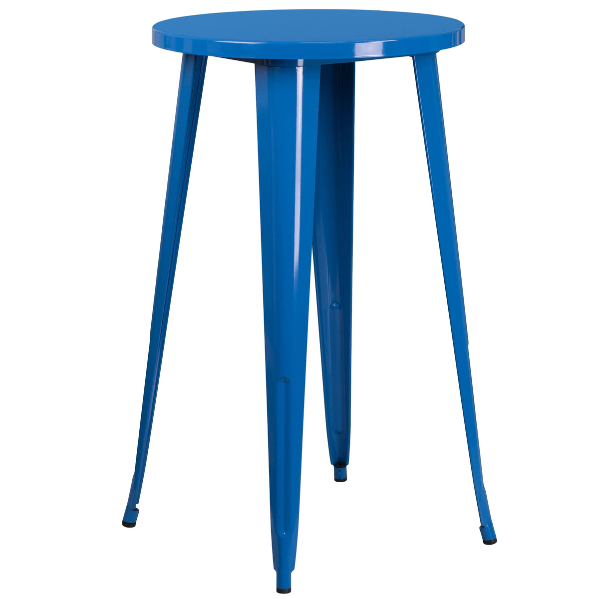 Flash Furniture Earl Commercial Grade 24" Round Silver Metal Indoor-Outdoor Bar Table Set with 2 Vertical Slat Back Stools