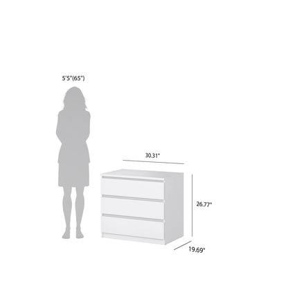 Tvilum Scottsdale 3 Drawer Chest Dresser for Adults, White High Gloss