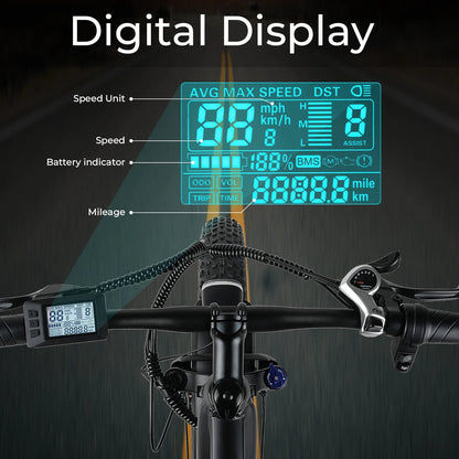ANCHEER Electric Bike for Adults Peak 1000W Electric Bicycle 48V 15AH Battery Electric Bike 26" x 4.0" Fat Tire Mountain 28MPH 7 Speed Gears Electric Bike, Rear Rack,UL2849