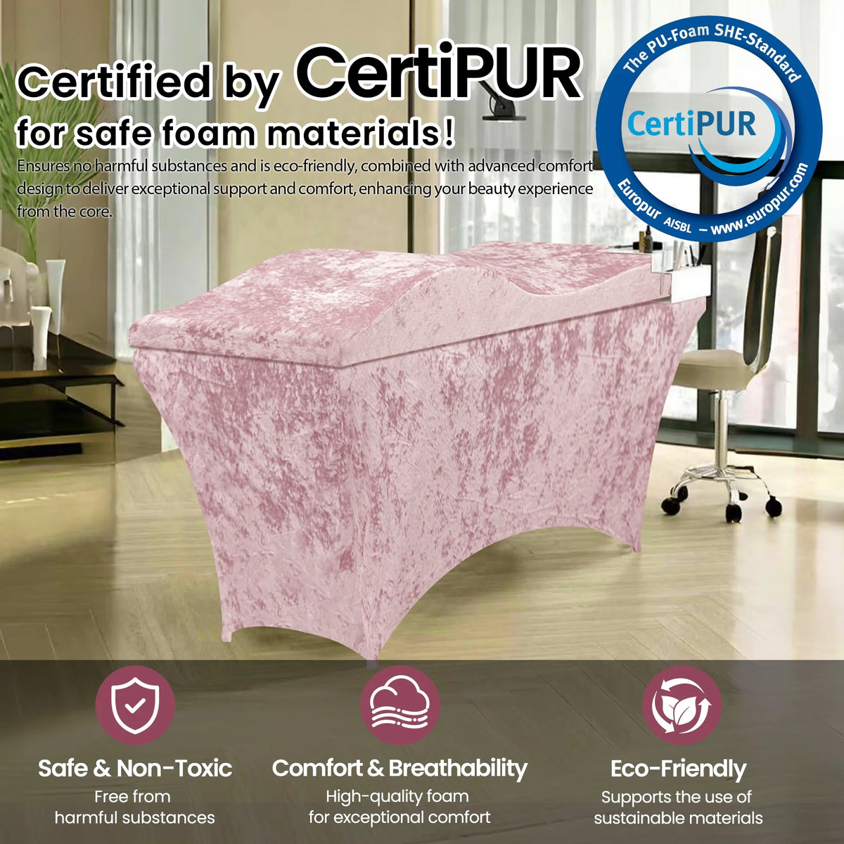 Lash Bed Foam Topper, Massage Table Memory Foam Topper, Ergonomic Curved Mattress Topper Lash Bed Cushion for Beauty Salon (71 Inches X 23.6 Inches(180cm X 60cm))