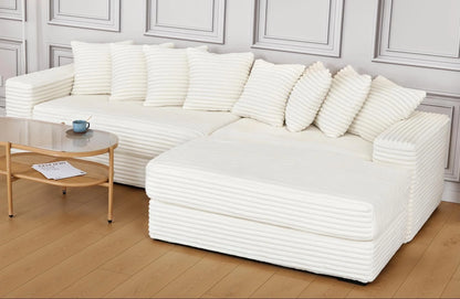 Advwin 110" Oversized L Shaped Sofa with Chaise, Comfy Plush 2-Piece L-Shaped Sectional Couches with 8 Pillows, Soft Fluffy Upholstered Sofa Bed for Living Room Apartment Bedroom, Light Gray