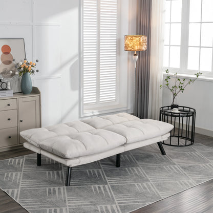 PAPROOS Convertible Sofa Bed, Folding Futon Sofa Bed, Upholstered Sofa Bed Couch, Loveseat Sleeper Sofa for Small Space, Apartment, Living Room, Cream