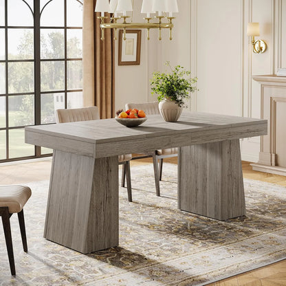 Rectangular 55" Dining Table for 4-6, Mid-Century Modern Kitchen Dining Table, Yellow