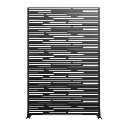 MAYEERTY 72 �� 47in Outdoor Privacy Screen with Stand Metal Balcony Decorative Screen, Black