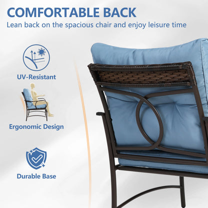 Patio Sofa Set, 4 Pieces Outdoor Sectional Furniture, All-Weather PE Rattan Wicker Patio Conversation Set, Cushioned Sofa Set with Coffee Table for Patio Garden Poolside Deck