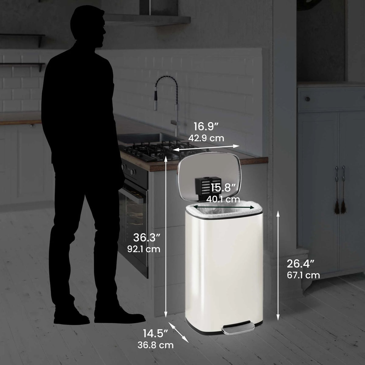 iTouchless SoftStep Stainless Steel Indoor Step Trash Can with Lid 13.2 Gallon Silver (PC13RSS)